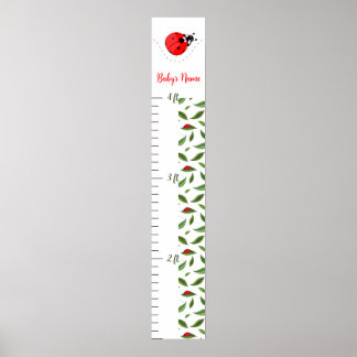 Personalized Ladybug Baby Growth Chart Poster