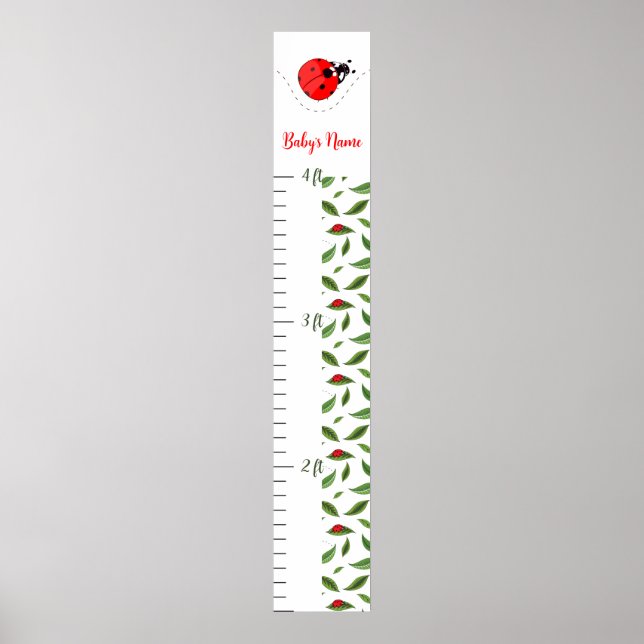 Personalized Ladybug Baby Growth Chart Poster (Framsidan)