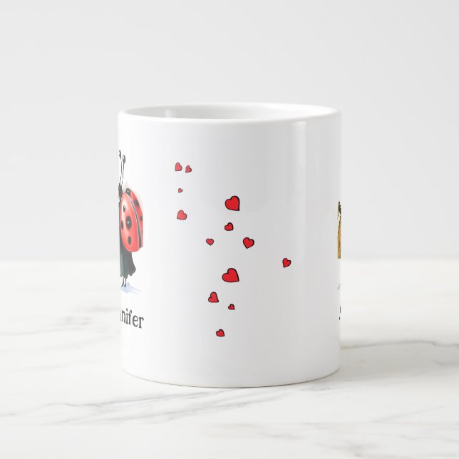 Personalized Ladybug Couple Mug Jumbo Mugg (Framsidan)