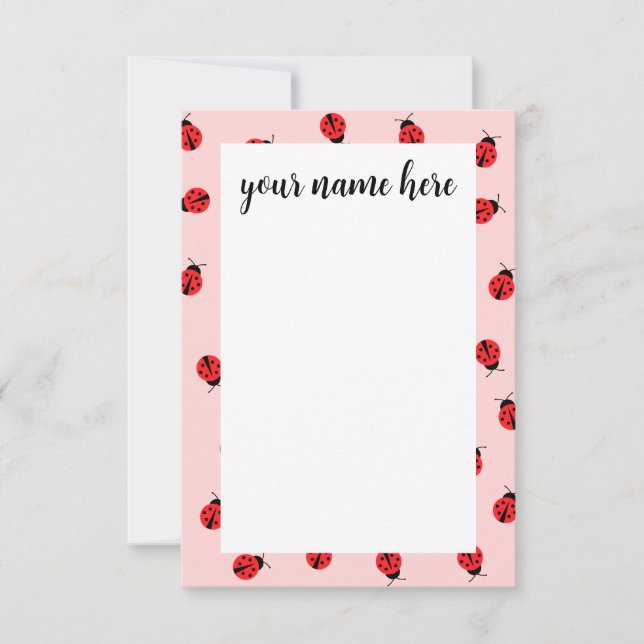 Personalized Ladybug Notecards Tack Kort (Framsida)