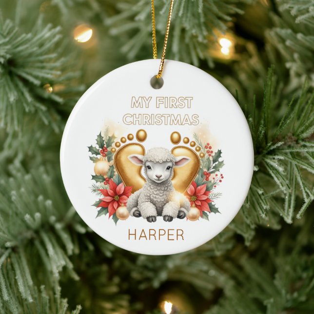 Personalized Lamb Ornament for Baby (Träd)