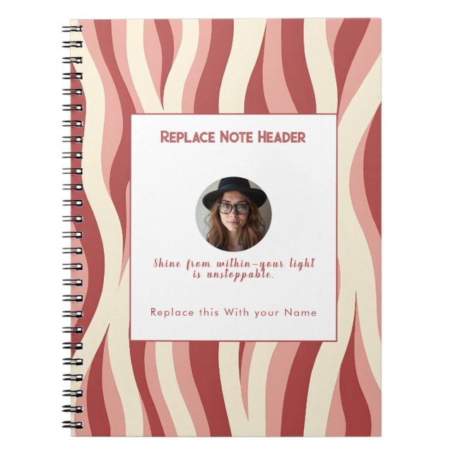 Personalized Lavender and Yellow Wave Patterned  Anteckningsbok (Framsidan)