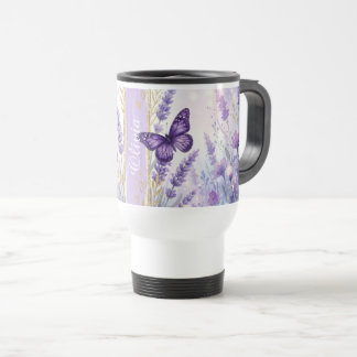 Personalized Lavender Butterfly 15oz Travel Cup Resemugg