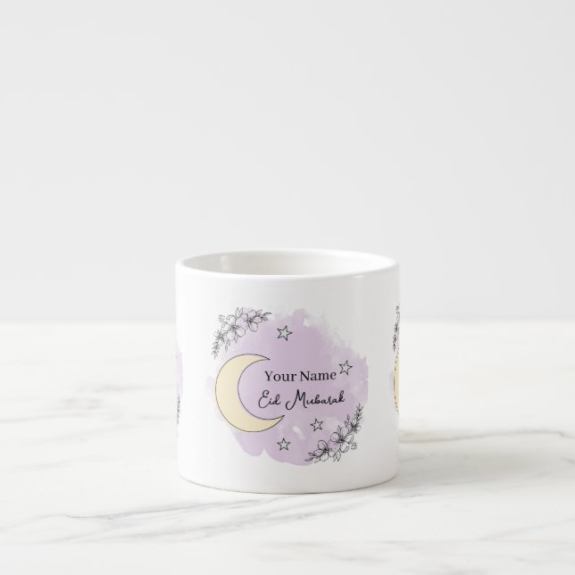 Personalized Lavender Eid Mubarak Espresso Mug Espressomugg (Framsidan)