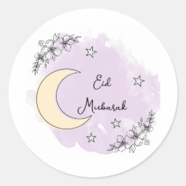 Personalized Lavender Eid Mubarak Stickers Runt Klistermärke