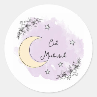 Personalized Lavender Eid Mubarak Stickers Runt Klistermärke