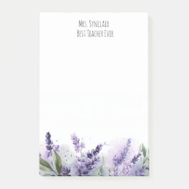 Personalized Lavender Flowers Teacher Appreciation Post-it Block