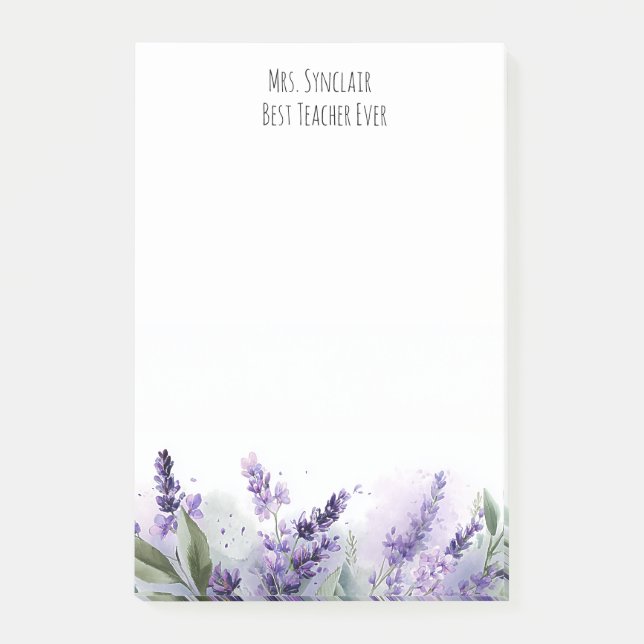 Personalized Lavender Flowers Teacher Appreciation Post-it Block (Framsida)