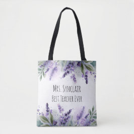 Personalized Lavender Flowers Teacher Appreciation Tygkasse