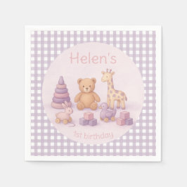 Personalized Lavender Gingham Baby Shower Napkins Pappersservett