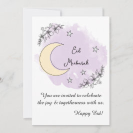 Personalized Lavender Line Art Eid Invitation Inbjudningar