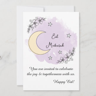 Personalized Lavender Line Art Eid Invitation Inbjudningar
