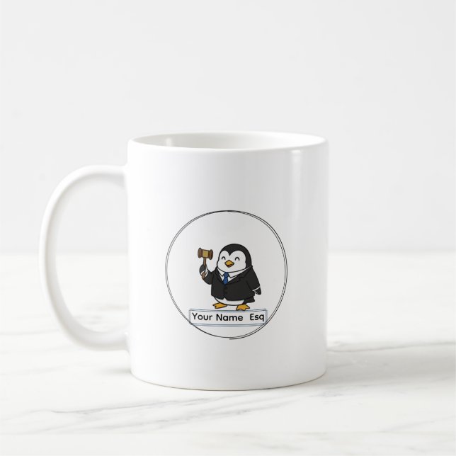 Personalized Lawyer Esq Penguin Ceramic Vessel Kaffemugg (Vänster)