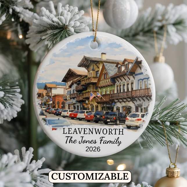 Personalized Leavenworth Ornament, Washington Julgransprydnad Keramik (Skapare uppladdad)