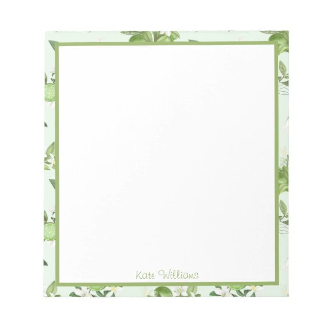 Personalized Lemon and Floral Notepad Anteckningsblock (Framsida)