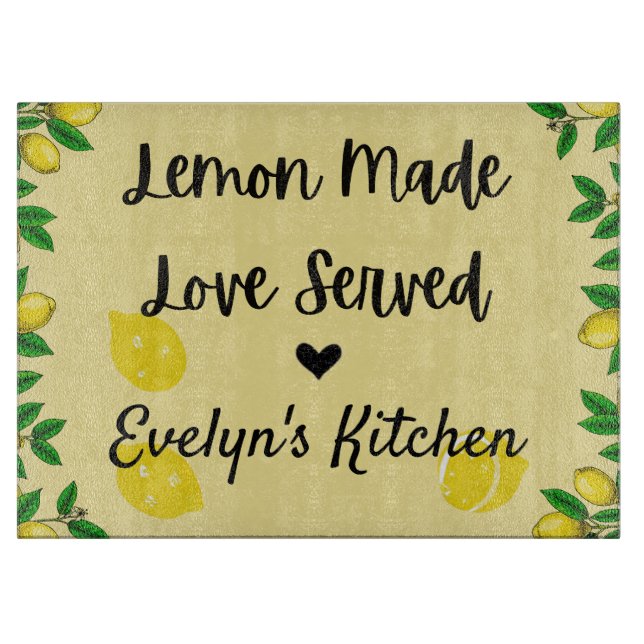 Personalized Lemon Glass Cutting Board (Framsidan)