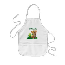 Personalized Leopard Kids Art Apron Barnförkläde