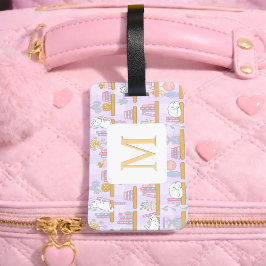 Personalized Letter Cats Library Book Girl Purple Bagagebricka