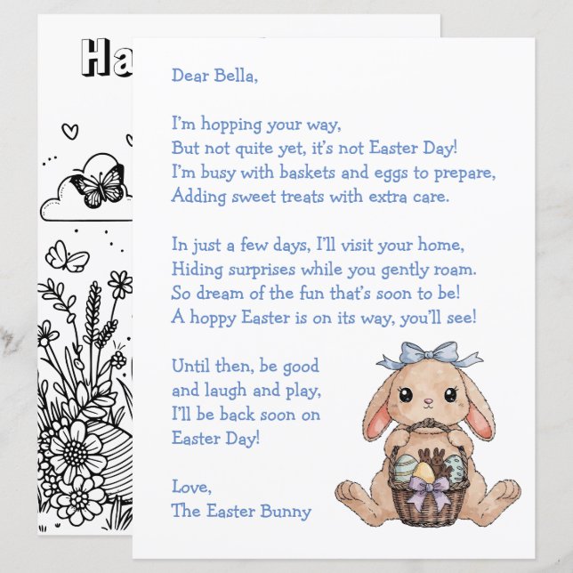 Personalized Letter & from the Easter Bunny (Fram/baksida)