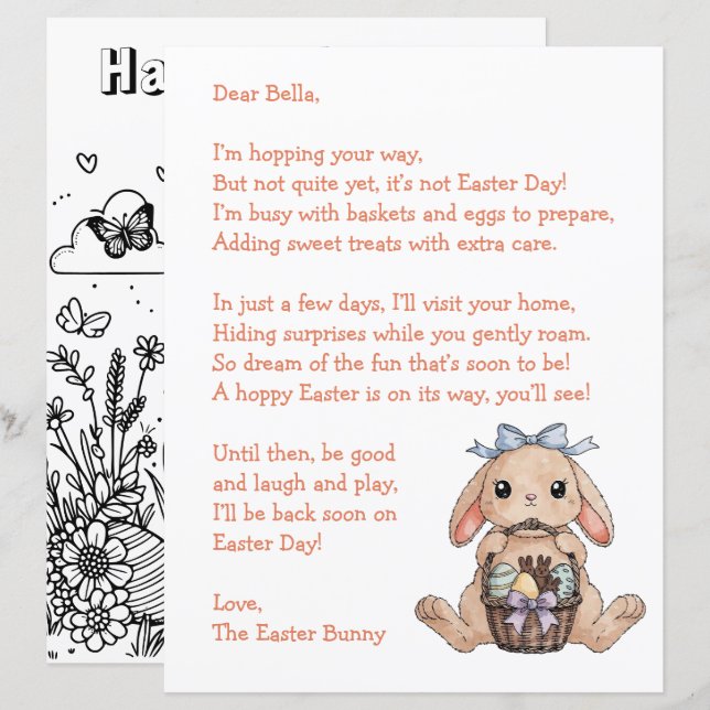 Personalized Letter & from the Easter Bunny (Fram/baksida)