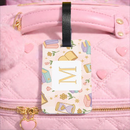 Personalized Letter Magic Books Girl School Pink Bagagebricka