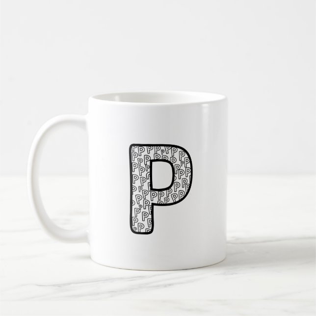 Personalized Letter P Ceramic Mug Kaffemugg (Vänster)