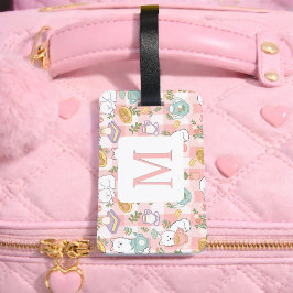Personalized Letter Tea Bookish Cat Traveler Pink Bagagebricka