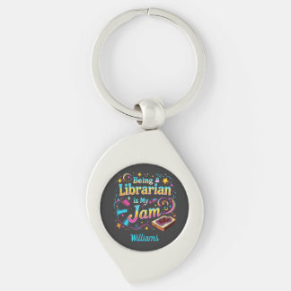 Personalized Librarian Gift Swirl Silverfärgad Nyckelring