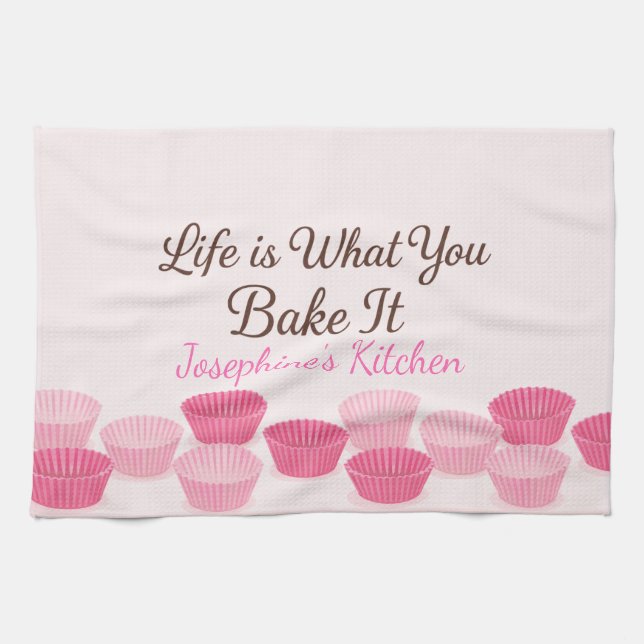 Personalized Life Is What You Bake It Cute Trendy Kökshandduk (Horisontell)