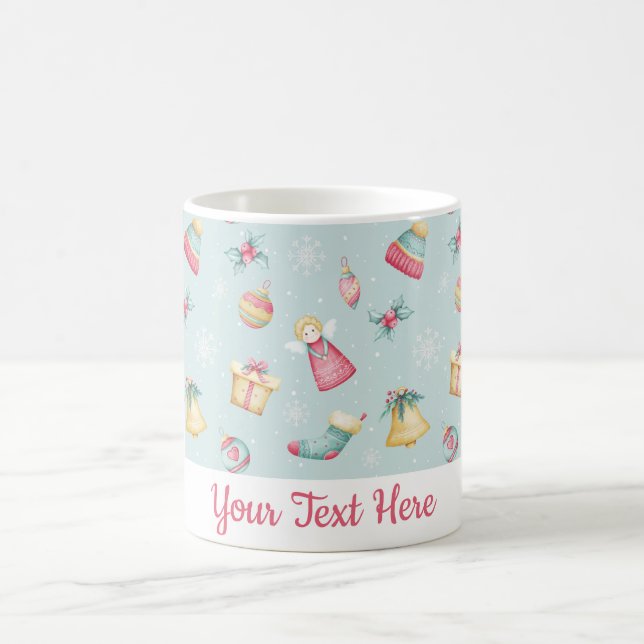 Personalized Light Blue Christmas Mug Kaffemugg (Center)