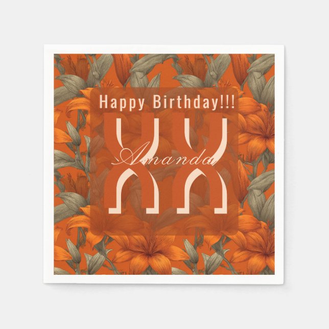 Personalized Lilies Themed Birthday Party Gift Pappersservett (Framsidan)