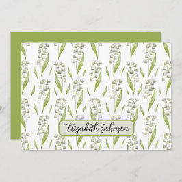 Personalized Lily of the Valley Floral Note Card Anteckningskort