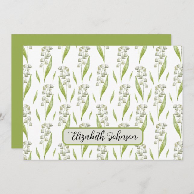 Personalized Lily of the Valley Floral Note Card Anteckningskort (Fram/baksida)