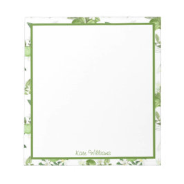 Personalized Lime Floral Notepad Anteckningsblock