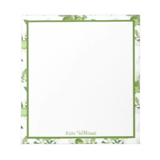 Personalized Lime Floral Notepad Anteckningsblock