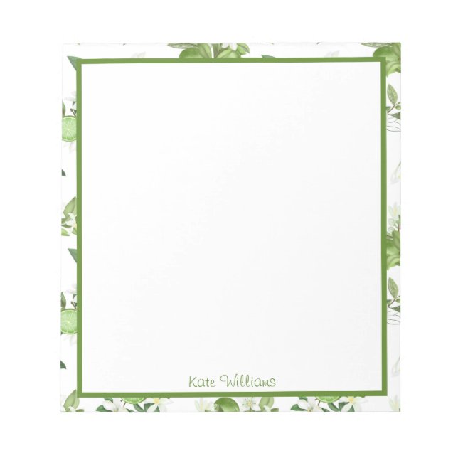 Personalized Lime Floral Notepad Anteckningsblock (Framsida)