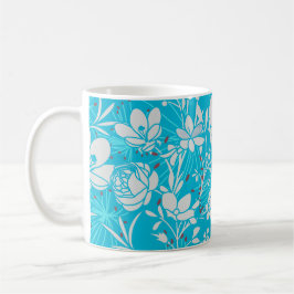 Personalized Line Art Floral in Blue Kaffemugg