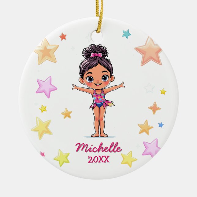  Personalized Little Gymnast Girl Christmas  Julgransprydnad Keramik (Framsidan)
