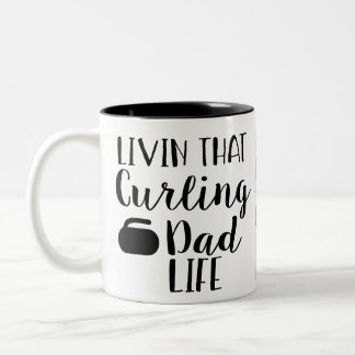 Personalized Living that Curling Dad Life Photo  Två-Tonad Mugg