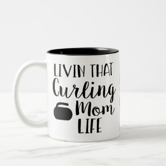 Personalized Living that Curling Mom Life Photo  Två-Tonad Mugg