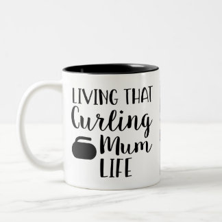 Personalized Living that Curling Mum Life Photo  Två-Tonad Mugg