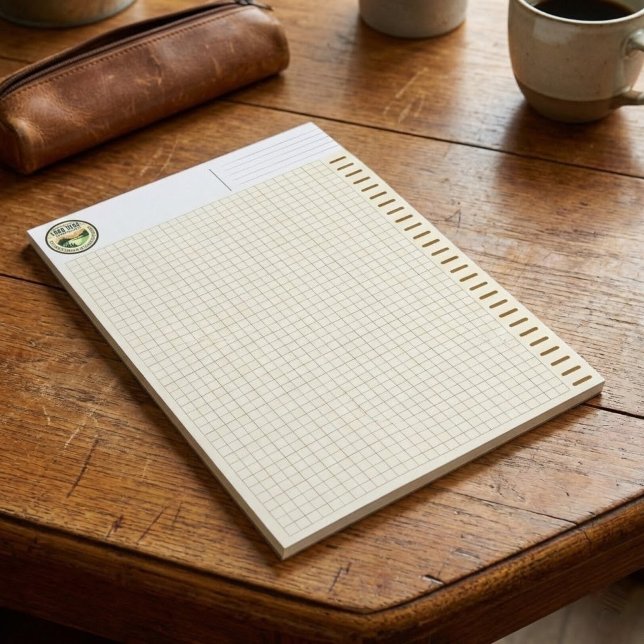 Personalized Logo, Brown Engineering Graph Paper Anteckningsblock (Engineering Computation Pad with logo, classic green grid graph paper)
