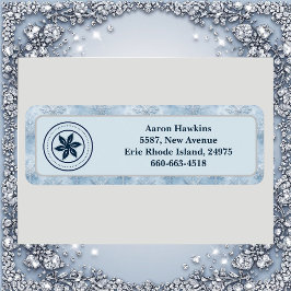 Personalized Logo Ice Blue Frost Snowflake Border Returadress Etikett