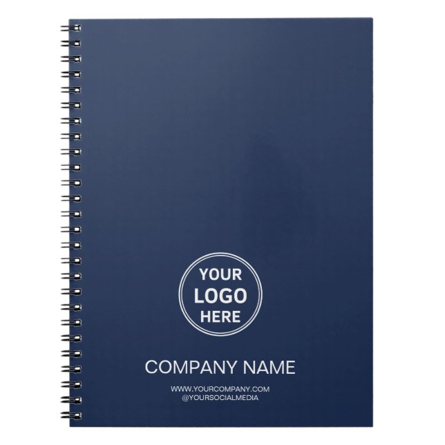 Personalized Logo Navy Blue Corporate Business Anteckningsbok (Framsidan)