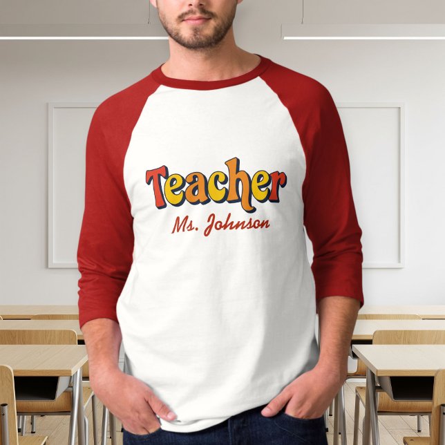 Personalized Long Sleeve Bicolored Teacher T-Shirt (Skapare uppladdad)