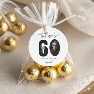 Personalized Look Who’s 60 Photo Birthday Stickers Runt Klistermärke