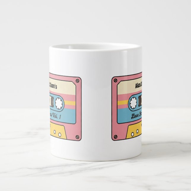 Personalized Love Jams Cassette Tape – Custom Name Jumbo Mugg (Framsidan)