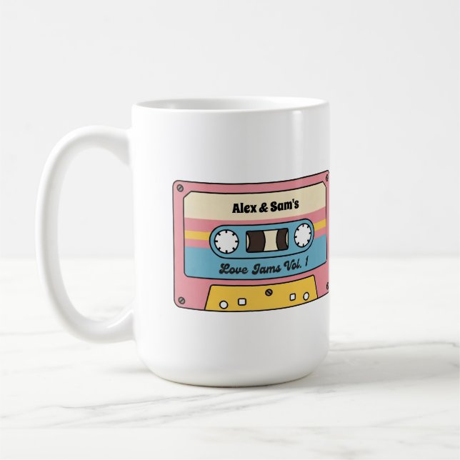 Personalized Love Jams Cassette Tape – Custom Name Kaffemugg (Vänster)