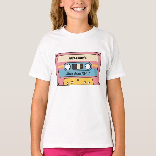 Personalized Love Jams Cassette Tape – Custom Name T Shirt (Framsida)