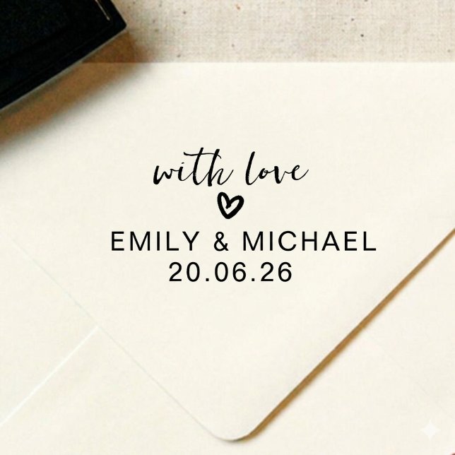 Personalized Love Script Wedding Name Stamp Självfärgande Stämpel (Skapare uppladdad)